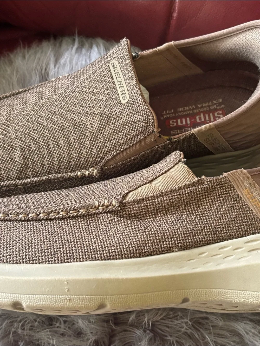 Skechers Men’s Slip-On Loafers in Light Brown Canvas
